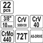 YATO YT-socket 38561-set 3/8" 22pcs