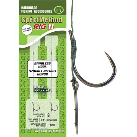 HALDORADO SpeciMethod Rig 11 Hameçon sans ardillon Taille 8 Fil tressé 8 cm Aiguille à appât 10 mm