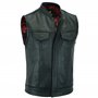Leatherick Gilet de moto en cuir véritable pour homme de style SOA Groove Club de Gilet de motard noir (FR/ES