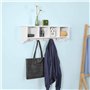 SoBuy® FRG48-L-W Portemanteau Étagère Murale Porte-manteau Salle de Bain Meuble d’Entrée avec 4 Compartiments de Rangement Et 5 