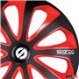 Sparco Enjoliveurs Sicilia - 15-pouces - Noir/Rouge/Carbone - Set de 4 pièces