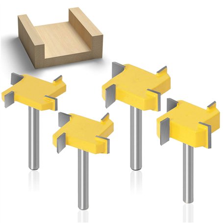 Baorder 6mm Tige Spoilboard Fraises de Surface de Fraisage Jeu d'embouts 4 Plaques D'aile Fraises Aplatissantes Fraises en Carbu