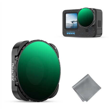K&F Concept Filtre ND32-512 et Chiffon Compatible avec Gopro Hero 9/10/11/12/13 HD Étanche Anti-Rayures