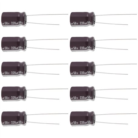 The Lord of the Tools 10pcs 220UF 50V Condensateur Radial UPW1H221MPD 16x10mm pour Audio Ordinateur Carte Mère