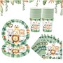 Vaisselle Jetable Anniversaire Animaux - Fournitures de Fête pour 20 Invités