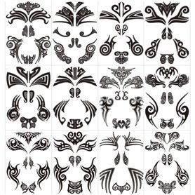 Qpout12x Visage Tatouages Temporaires, Maori Visage Tatouages Étanche Tribal Noir Visage Autocollants De Tatouage pour Femmes/Ho Qpout12x Visage Tatouages Temporaires