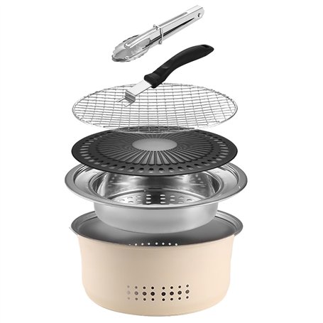 SANQIAHOME Barbecue à charbon de bois portable en acier inoxydable