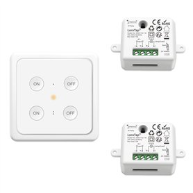 LoraTap Kit Interrupteur Mural Sans Fil, 1 Commande + 2 Récepteurs Radio 868Mhz, Portée 200M, Va et Vient, Commutateur à Distanc LoraTap Kit Interrupteur Mural Sans Fil