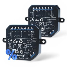 LoraTap Lot de 2 modules de volet roulant Wi-Fi pour volets roulants électriques, stores romains et stores vénitiens avec moteur LoraTap Lot de 2 modules de volet roulant Wi-Fi pour volets roulants électriques