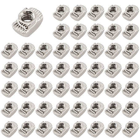 alwaiiz Lot de 50 écrous à tête de marteau - Avec fente en T - Écrous à rainure en T - Écrous de marteau M4 galvanisés - Profil