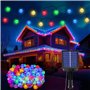 Guirlande lumineuse solaire d'extérieur - 100 LED - 3 m + 15 m - 8 modes - IP65 - Boules de cristal multicolores - Éclairage ext
