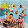 12Pcs Décoration Suspendue Hawaïenne Serpentin Flamant Aloha Tourbillon Ornement Tropical Plafond pour Fête Tiki Été Luau Plage 