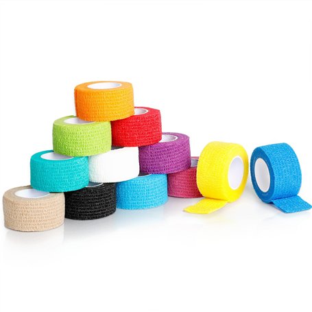 AiQInu 12 Rouleaux de Bandes Élastiques Auto-adhésives | Bandage Coloré 2.5 cm x 4.5 m