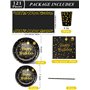 Nkaiso Anniversaire Party Vaisselle,121pcs Noir Or Kit Vaisselles Papier Assiette Tasse Serviette, Enfants Fête Anniversaire Déc