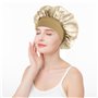 DERAYEE Bonnet Soie Beige Cheveux Nuit Élastique,Bonnet de Nuit en Satin pour Le Soin des Cheveux