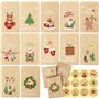 48Pcs Mini Enveloppe Noël 48Pcs Autocollant Pochette en Kraft Sac Cadeau Merry Christmas Joyeux Noël Sachet pour Petit Cadeau Bo