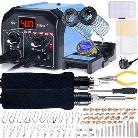 WEP 939D-II Kit de pyrogravure 2-en-1 86-en-1 avec 51 pointes