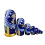 Winterworm Lot de 7 poupées russes traditionnelles en bois émaillé bleu doré pour enfant