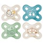 MAM Sucette « Skin Soft » en silicone pour nouveau-nés et prématurés de 0 à 2 mois Lot de 4 sucettes pour garçons avec 2 boîtes