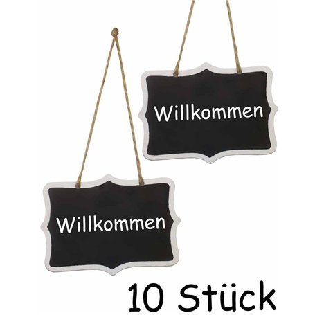 HomeTools.eu Lot de 10 plaques en Bois avec Ficelle en Jute pour accrocher des Badges nominatifs