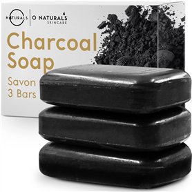 O Naturals Savon noir au charbon naturel 3 pièces - Savon hydratant pour le corps pour hommes et femmes
