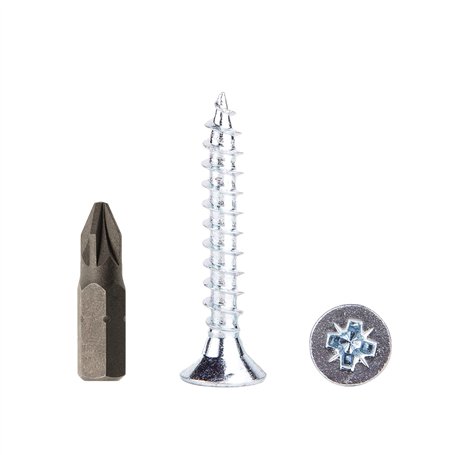 Lot de 400 vis à bois universelles en acier zingué 4 x 30 mm pour panneaux d'aggloméré Vis à tête fraisée PZ 400 4 x 30 mm