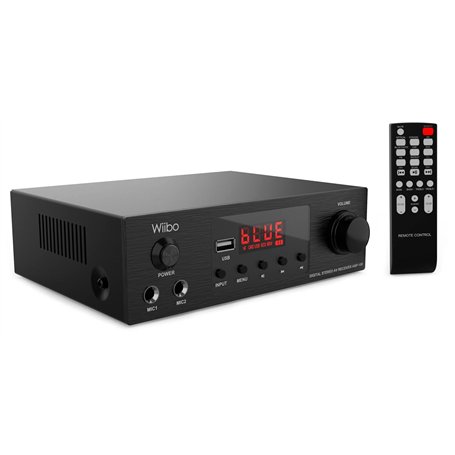 AMP Wiibo -100 - Amplificateur audio HIFI - Connexion Bluetooth - Réponse linéaire avec 50W + 50W Power - Microphone et USB Entr