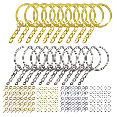 WOWOWO 220 pièces Porte-clés avec Anneaux de Saut à la chaîne vis épingles à Oeil Ensemble pour l'artisanat de Bricolage en rési