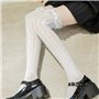 ZZALLL Résille Cuisse Haute Chaussettes Coeur Rayé Dentelle À Volants sur Genou Bas - Blanc