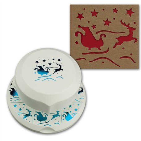 Artoz Perforatrice en deux parties I Motif traîneau avec renne et Père Noël I Trou à positionner librement I Confection de carte