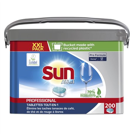 SUN Professionnel - Pastilles tout en un professionnelles pour lave-vaisselle - pack de 200