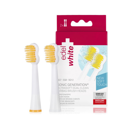 edel+white Dual Clean Ultrasoft Lot de 2 têtes de brosse à dents Airbag pour brosse à dents électrique