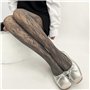 NIHENHAO Collants résille à motif pour femme - Bas creux en maille transparente - Dentelle - Couleur unie