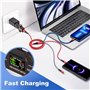 Câble de Charge Multi Rapide 4.5A 2 Packs de 1,2M Multi Chargeur Type de Câble C/Lightning/Micro USB Port Câble de Charge 3 en 1