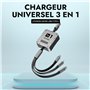 3-en-1 Multifonction Chargeur Rapide 3A/100W - Charge Rapide Simultanée pour Appareil