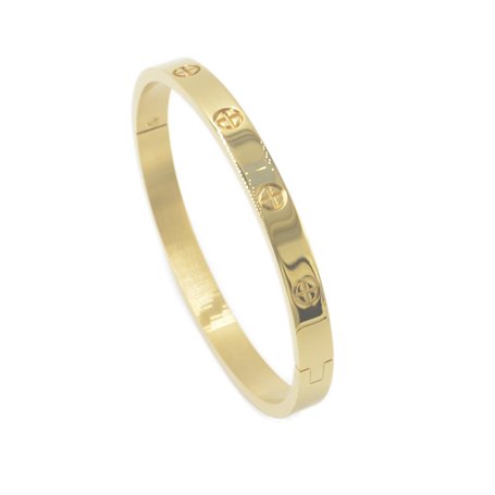 Bracelet jonc de luxe en acier inoxydable plaqué or pour femmes et hommes