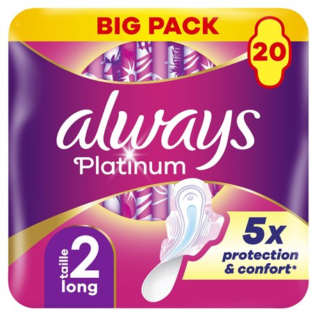 Serviettes Always Platinum Long (taille 2) Avec Ailettes20