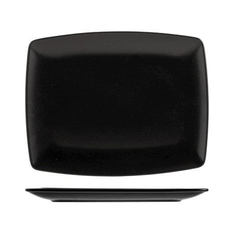 H&H 6 assiettes rectangulaires en grès de Boston noir 25x15cm
