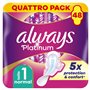 Always Platinum Normal (taille 1) Serviettes Avec Ailettes 48 Serviettes