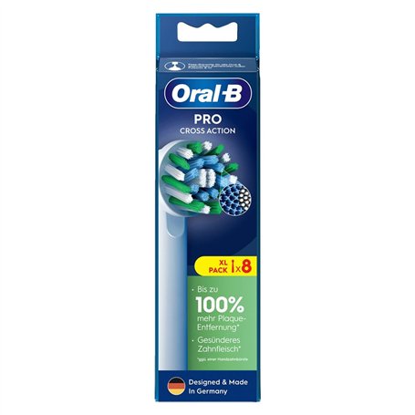 Oral-B Pro CrossAction Lot de 8 têtes de rechange pour brosse à dents électrique avec poils en X innovants Blanc