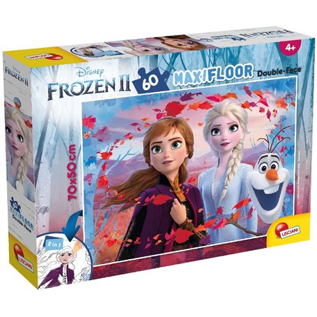 Liscianigiochi- Puzzle DF Supermaxi 60 2 Disney Frozen LA Reine des NEIGES Recto/Verso Pieces NEIGES-72286