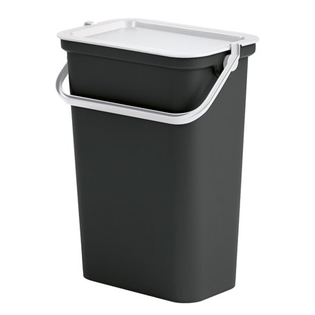 Tontarelli - Poubelle MODA 10L avec poignée (seau noir-couvercle blanc)