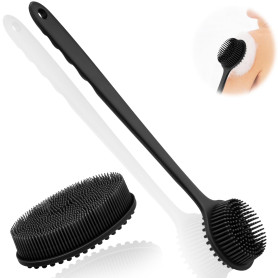 Lot de 2 brosses pour le corps en silicone - Noir - Brosse de douche pour le dos - Brosse pour le dos - Brosse pour le corps - B