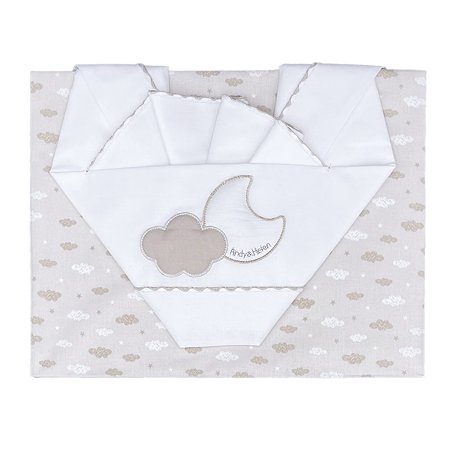 Andy & Helen Parure de lit bébé brodée + Dessous avec élastiques et taie d'oreiller