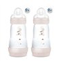 MAM anti Colic Bouteille 260 avec tétine Taille 1 & 2, Neutre Lot de 2.