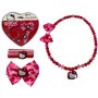 Accessoires pour filles Hello Kitty Pack en forme de coeur complet de 14 pièces collier élastiques fermoir