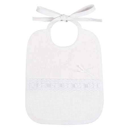 Filet - Bavoir Bébé à Broder | Pour Bébé de 0 à 3 mois | Fabriqué en Italie (Blanc)