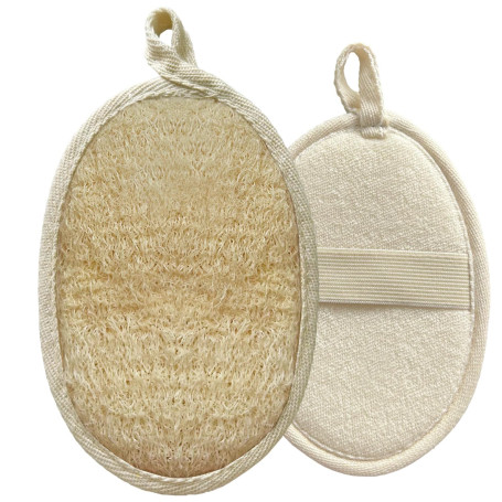 LAC FOR YOU Éponge Luffa Naturelle – 2 Tailles 16×11 & 12×8 cm