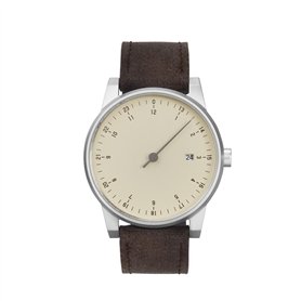 slow Solar 01 - Bracelet en toile marron foncé - Boîtier en aluminium argenté - Cadran crème - Unisexe - Adulte - Montre solaire slow Solar 01 - Bracelet en toile marron foncé - Boîtier en aluminium argenté - Cadran crème - Unisexe - Adulte - Montre solaire