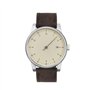 slow Solar 01 - Bracelet en toile marron foncé - Boîtier en aluminium argenté - Cadran crème - Unisexe - Adulte - Montre solaire